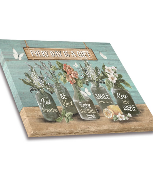 Load image into Gallery viewer, Framed Canvas- Everyday is a Gift Kitchen Wall Decor, Housewarming Gifts, Flower Picture Wall Decor Every Day is a Gift Floral Canvas Prints, Living Room Bedroom, Bathroom, Kitchen
