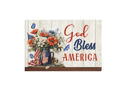 Canvas-God Bless America Wall Canvas, Poster Print Wall Art, Home Office, Bedroom Wall Decoration Home Decor