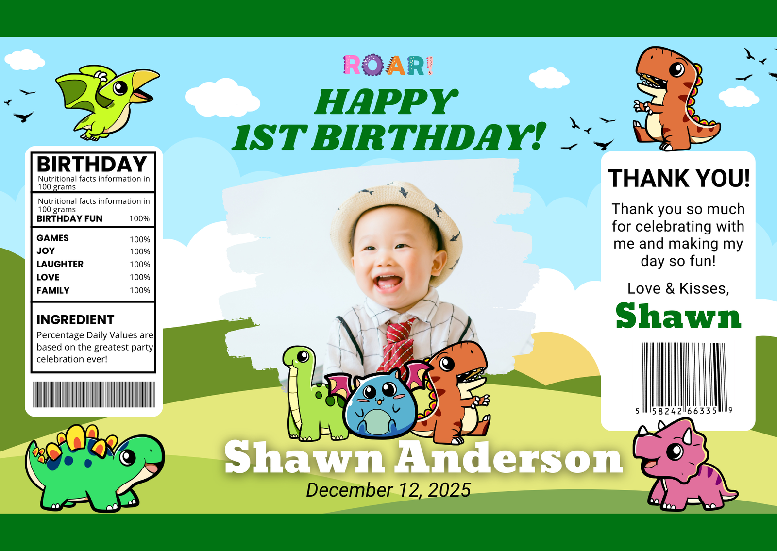 Happy 1st Birthday Day Chip Bag Template
