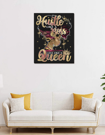 Framed Canvas-Hustle Like A Boss, Wall Art, Home Office, Bedroom Wall Decoration