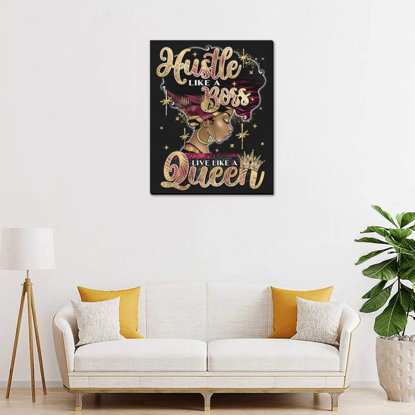 Framed Canvas-Hustle Like A Boss, Wall Art, Home Office, Bedroom Wall Decoration