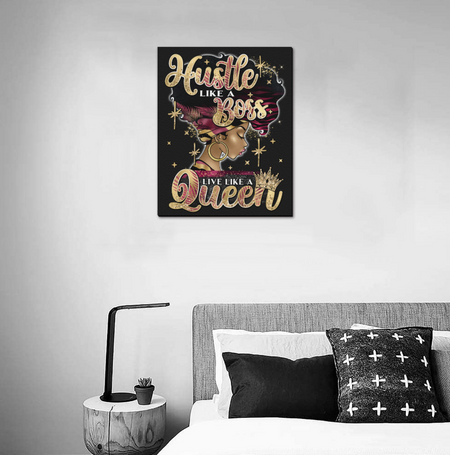 Framed Canvas-Hustle Like A Boss, Wall Art, Home Office, Bedroom Wall Decoration