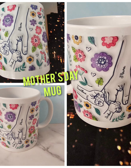 Drinkware-You Hold Our Hands, Also Our Hearts, Family Personalized Custom 3D Inflated Effect Printed Mug, Gift For Nana, Mom, Mother's Day Gift 2024