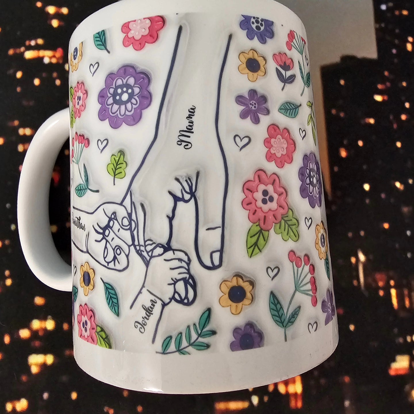Drinkware-You Hold Our Hands, Also Our Hearts, Family Personalized Custom 3D Inflated Effect Printed Mug, Gift For Nana, Mom, Mother's Day Gift 2024