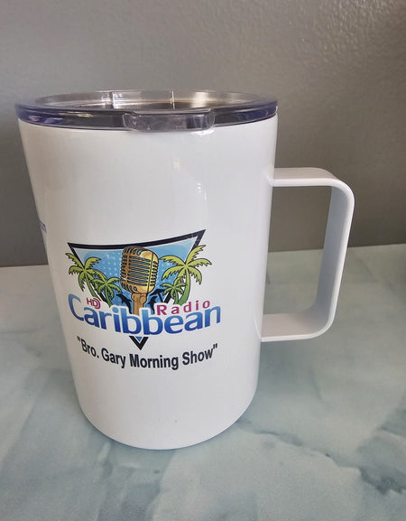 Insulated Coffee Mug with Lid, Travel Tumbler with Handle, 16oz Stainless Steel Cup for Camping, Office, Home, Powder Coated White