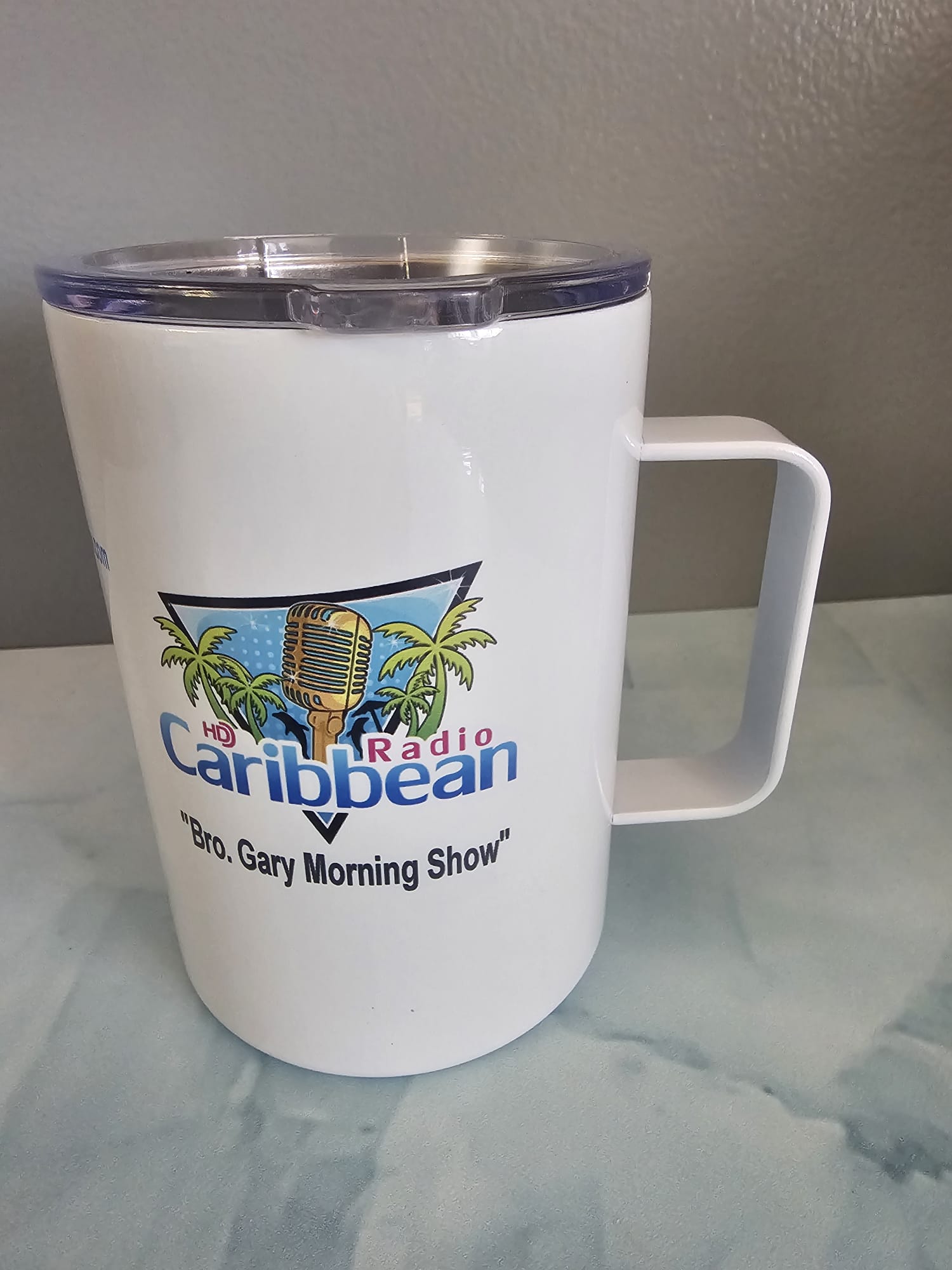 Insulated Coffee Mug with Lid, Travel Tumbler with Handle, 16oz Stainless Steel Cup for Camping, Office, Home, Powder Coated White