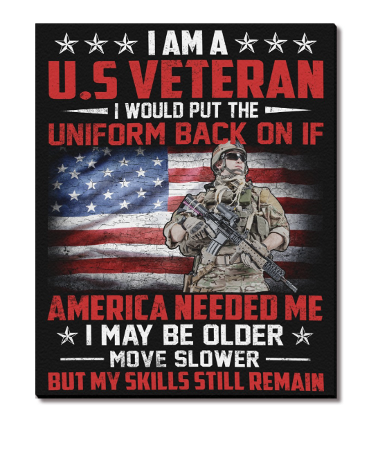 I am a US Veteran, Wall Art, Wall Print, Living Room Wall Decor, Kitchen Wall Decor, Veteran Wall Canvas,