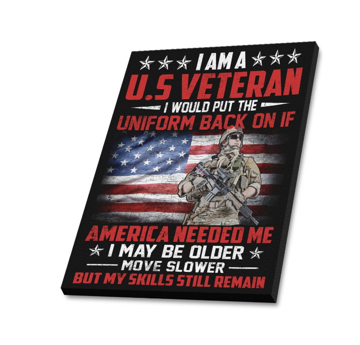 I am a US Veteran, Wall Art, Wall Print, Living Room Wall Decor, Kitchen Wall Decor, Veteran Wall Canvas,
