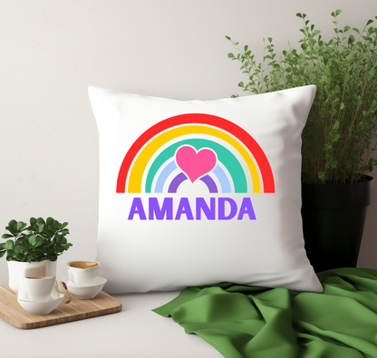 Throw Pillow-Rainbow Name Color Throw Pillow Home Decor