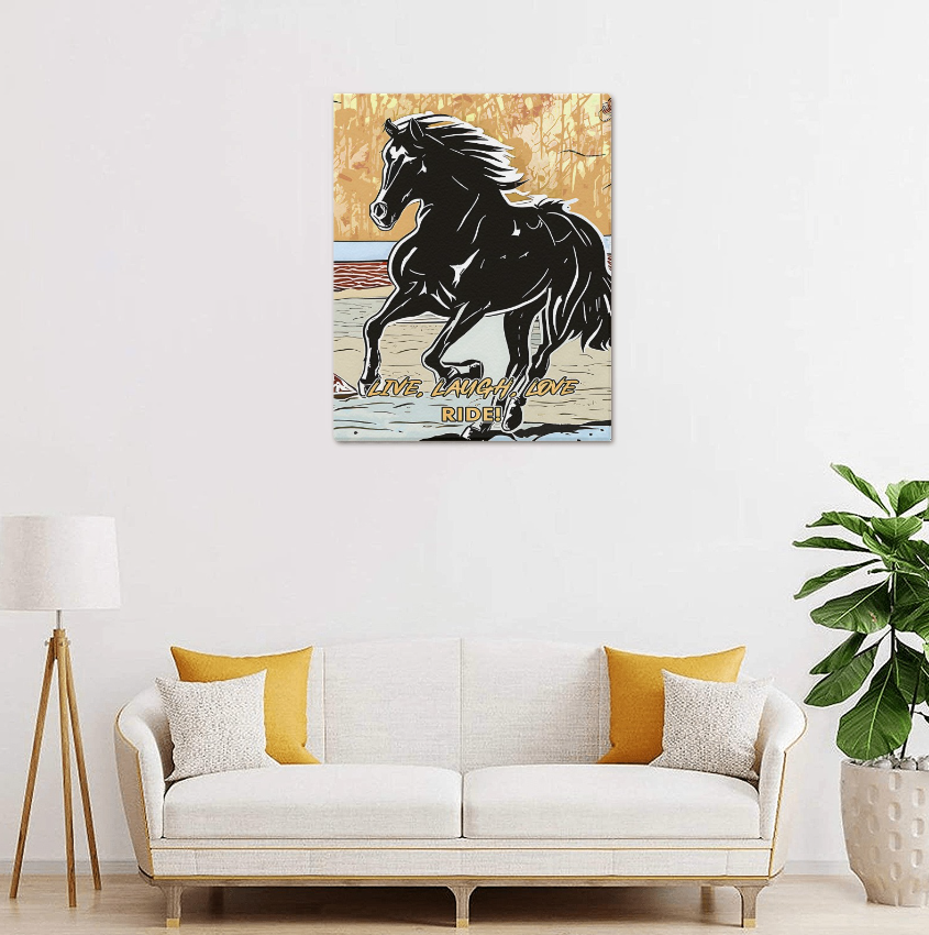 Framed Canvas-Live, Laugh, Love, Ride Wall Decor, Wall Art, Home Office, Bedroom Wall Decoration