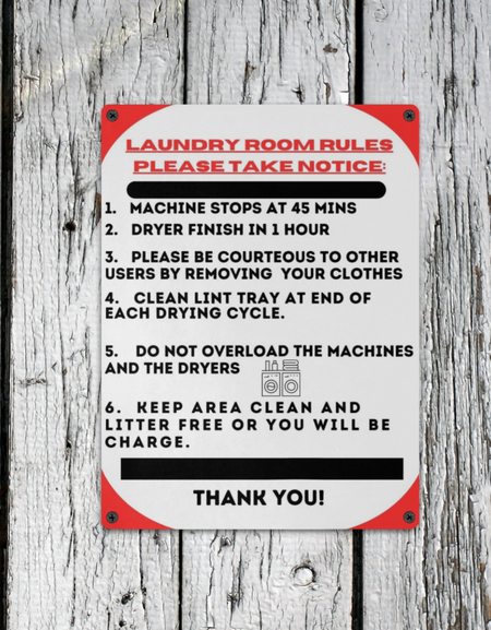 Metal Sign-Laundry Room Rules Sign