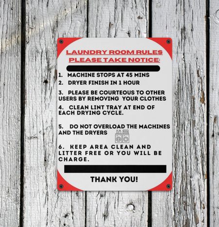 Metal Sign-Laundry Room Rules Sign