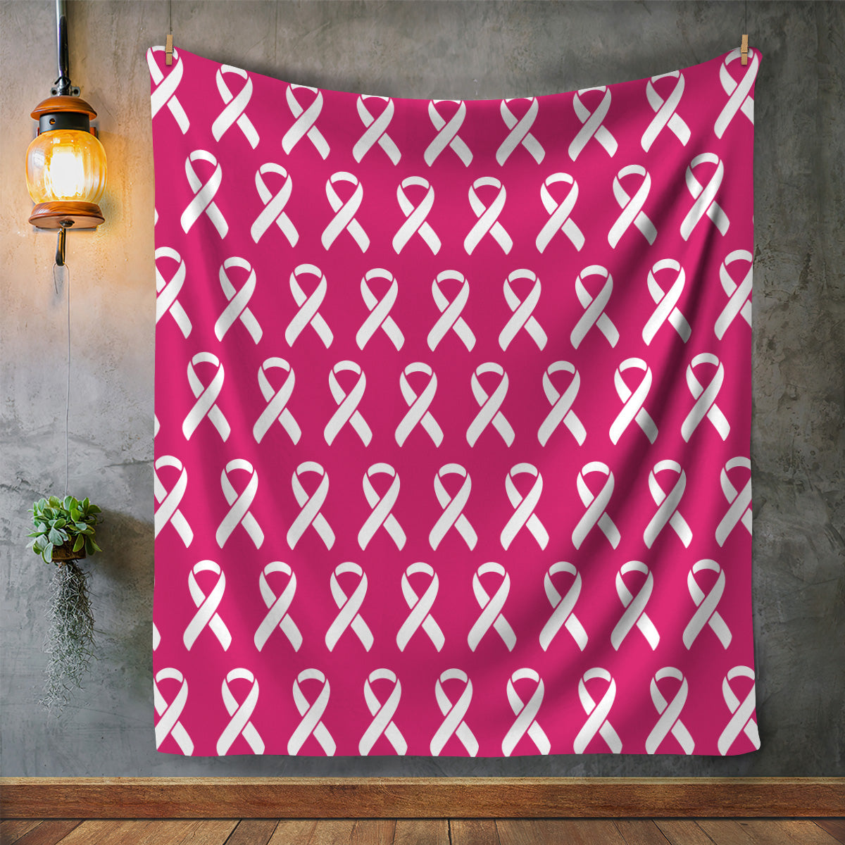 Blanket-Breast Cancer Gifts  with Ribbon for Women Fleece Healing Thoughts Blanket Super Soft & Warm Get Well Breast Cancer Blanket Sympathy Gift with Inspirational Positive Energy 60"x80"