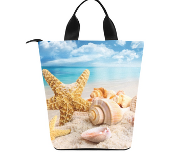Ocean Print Lunch Bag, Lunch, Breakfast, Everyday Bag, Shoe Bag, Lunch Container for Work/Office/Picnic/Travel
