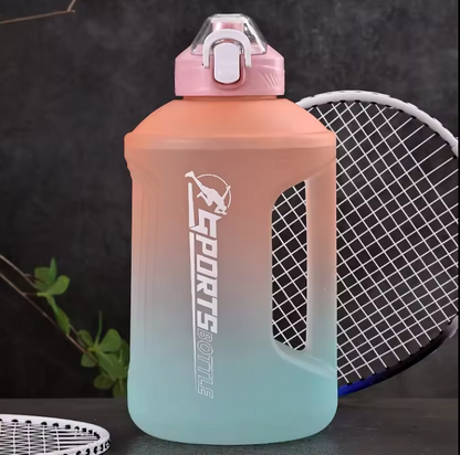 Drinkware-64oz Large Gallon Water Bottle with Cleaning Brush Covered Straw Spout and Carrying Handle Strap Perfect for Gym, Home, Work and Sports.
