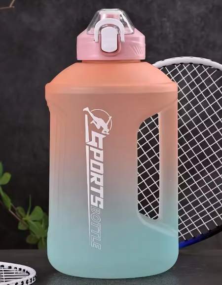 Drinkware-64oz Large Gallon Water Bottle with Cleaning Brush Covered Straw Spout and Carrying Handle Strap Perfect for Gym, Home, Work and Sports.