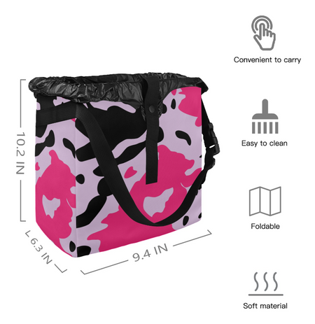 Car Trash Bag-Pink Cow Print Hanging Garbage Bin for any vehicle - Automotive Front and Back Seat Trash Can
