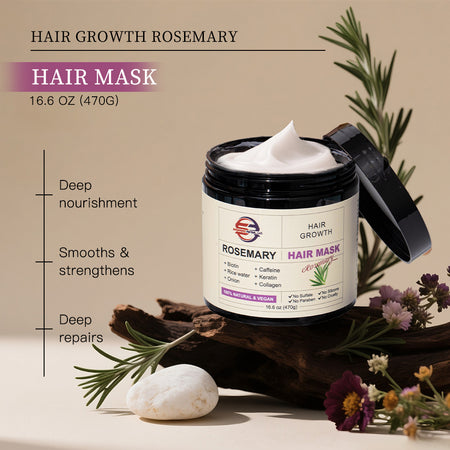 Shopping Reveal Rosemary Hair Growth Mask, Strengthen Thinning Hair Mask Infused with Biotin, Collagen, Caffeine and Keratin Helps Strengthen your Hair