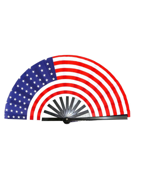 Load image into Gallery viewer, SR USA Caribbean Country National Flag Bamboo Folding Hand Held Fans, made with Bamboo sticks
