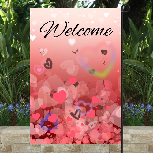 Load image into Gallery viewer, Welcome Valentine Garden Flag 12&quot;x18&quot;

