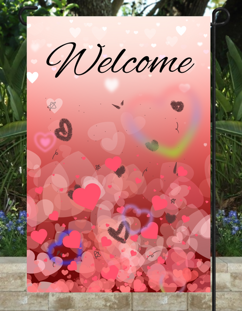 Load image into Gallery viewer, Welcome Valentine Garden Flag 12"x18"
