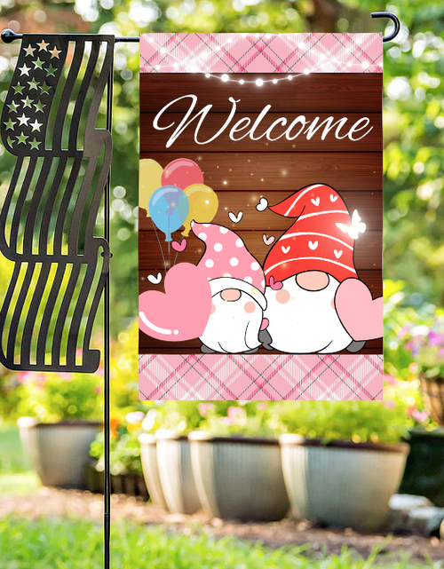 Load image into Gallery viewer, Flag-Welcome Garden Flags for Outside Decoration, Valentine Holiday Outdoor Decor 12x18 Inch Vertical Double Sided
