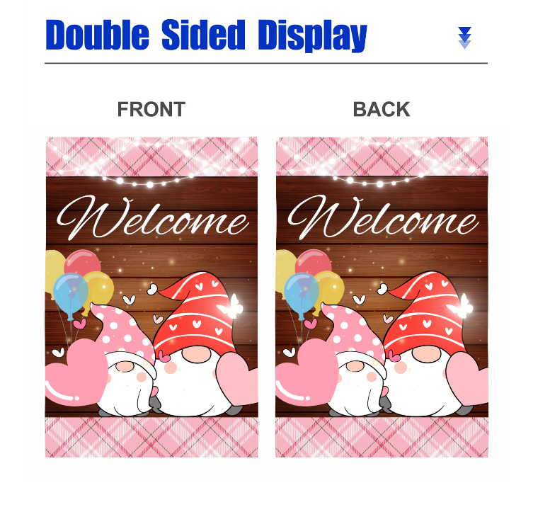 Flag-Welcome Garden Flags for Outside Decoration, Valentine Holiday Outdoor Decor 12x18 Inch Vertical Double Sided