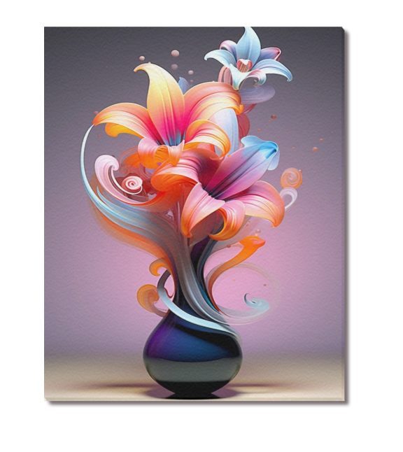 Framed Vase Flowers Canvas