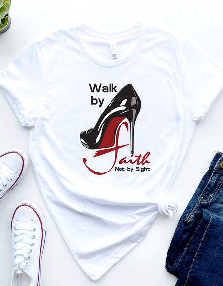 T-Shirt-Walk by Faith Christian Shirt ,Christian Comfort Shirt ,Jesus Christian Shirts, Trendy Shirt ,Bible Verse Shirt
