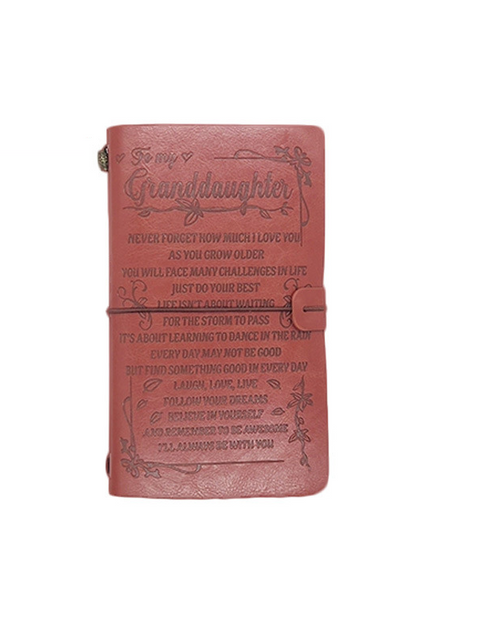 Load image into Gallery viewer, To My Granddaughter Pink/Brown Writing Journal, Brother Gifts, Husband Gift Leather Travel Journal 140 Pages Presents, Graduation Christmas Valentines Wedding Day Birthday Gifts for Sister, Granddaughter, etc.
