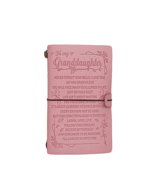 Load image into Gallery viewer, To My Granddaughter Pink/Brown Writing Journal, Brother Gifts, Husband Gift Leather Travel Journal 140 Pages Presents, Graduation Christmas Valentines Wedding Day Birthday Gifts for Sister, Granddaughter, etc.
