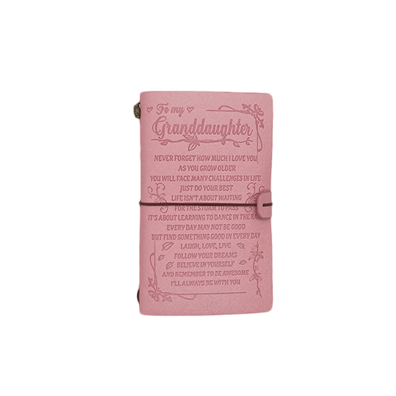 To My Granddaughter Pink/Brown Writing Journal, Brother Gifts, Husband Gift Leather Travel Journal 140 Pages Presents, Graduation Christmas Valentines Wedding Day Birthday Gifts for Sister, Granddaughter, etc.