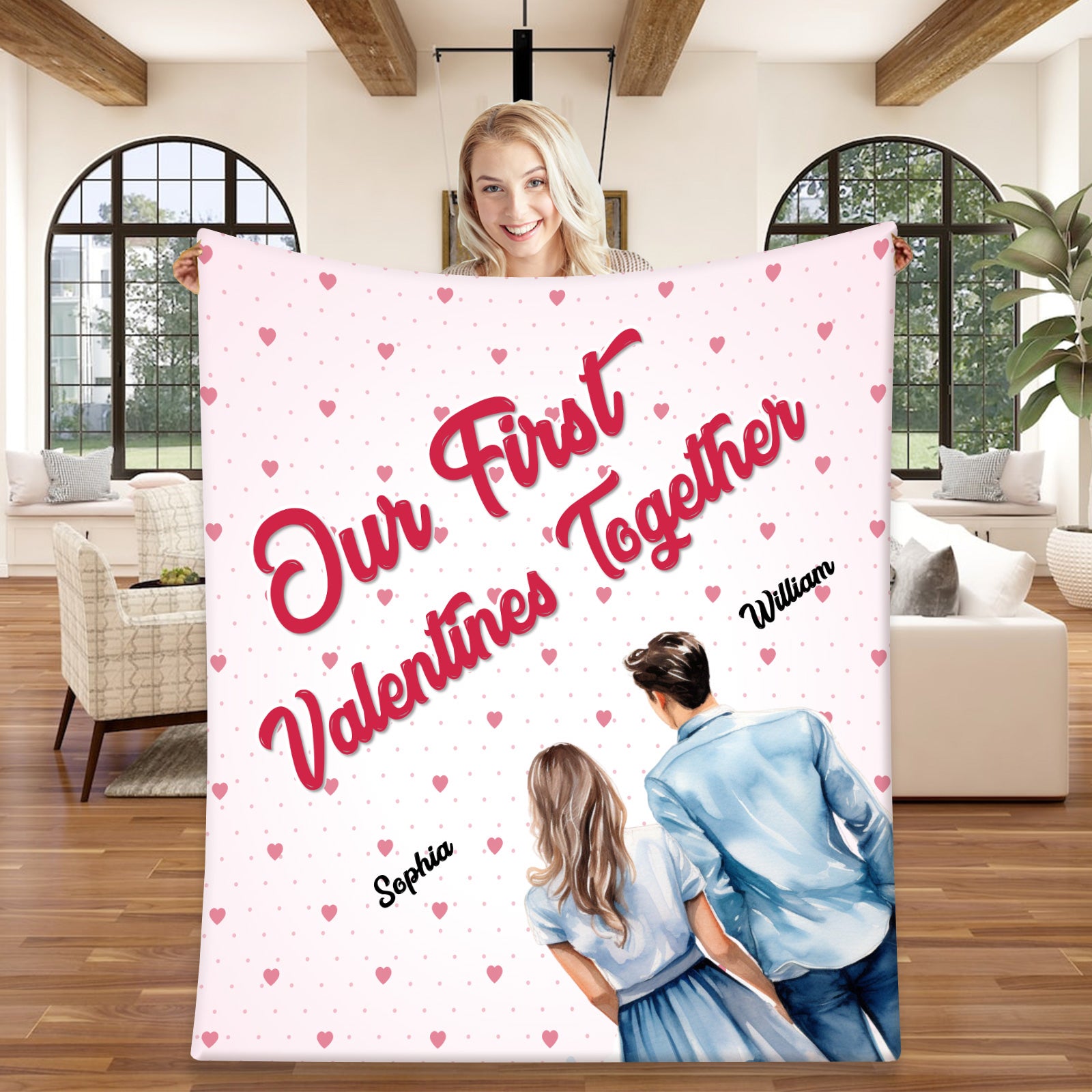 Custom-Valentine Blanket, Love Fleece Blanket 60"x80, Special Gift Anniversary, Wedding,