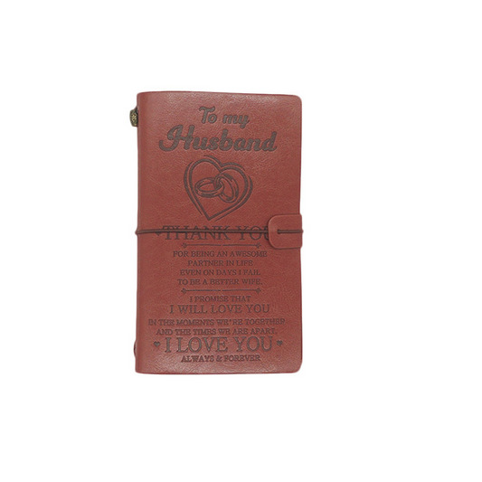 To My Husband Writing Journal, Brother Gifts, Husband Gift Leather Travel Journal 140 Pages Presents, Graduation Christmas Valentines Wedding Day Birthday Gifts for Brother, Dad, Uncle, etc.