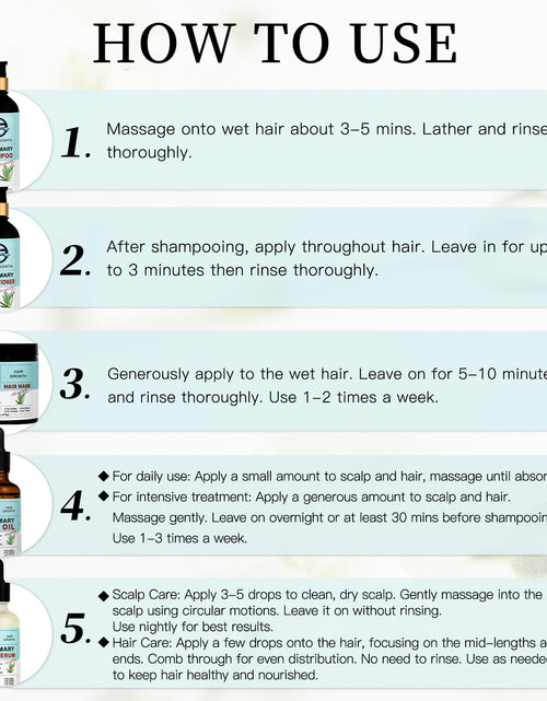 Load image into Gallery viewer, Shopping Reveal Rosemary 100% Natural Care; Vegan Hair Growth set, Strengthen Thinning Hair Care Set Infused with Biotin, Collagen, Caffeine and Keratin Helps Strengthen your Hair
