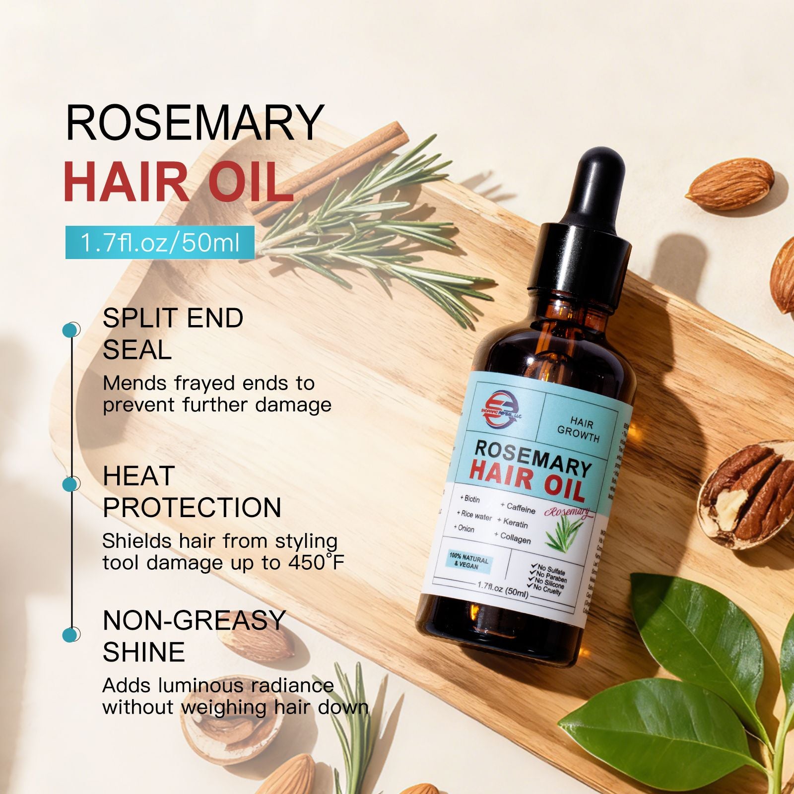 Shopping Reveal Rosemary 100% Natural Care; Vegan Hair Growth set, Strengthen Thinning Hair Care Set Infused with Biotin, Collagen, Caffeine and Keratin Helps Strengthen your Hair