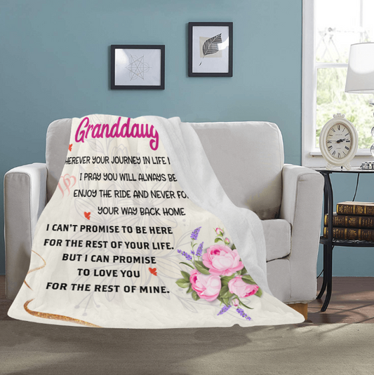 Blanket -Soft Micro Fleece Blanket 60" x 80"  To My Granddaughter, Warm Blanket,