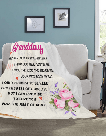 Custom Granddaughter Blanket -Soft Micro Fleece Blanket 60" x 80"  To My Granddaughter, Warm Blanket,