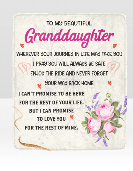 Custom Granddaughter Blanket -Soft Micro Fleece Blanket 60" x 80"  To My Granddaughter, Warm Blanket,