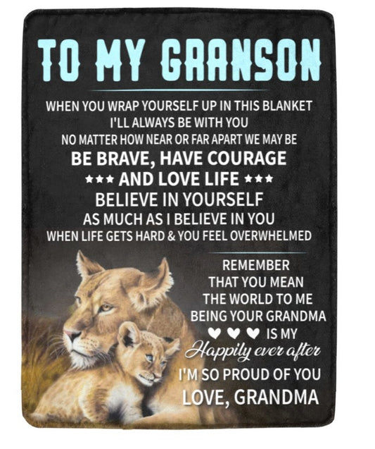 Blanket- Ultra-Soft Micro Fleece Blanket 60" x 80"  To My Grandson Warm Blanket
