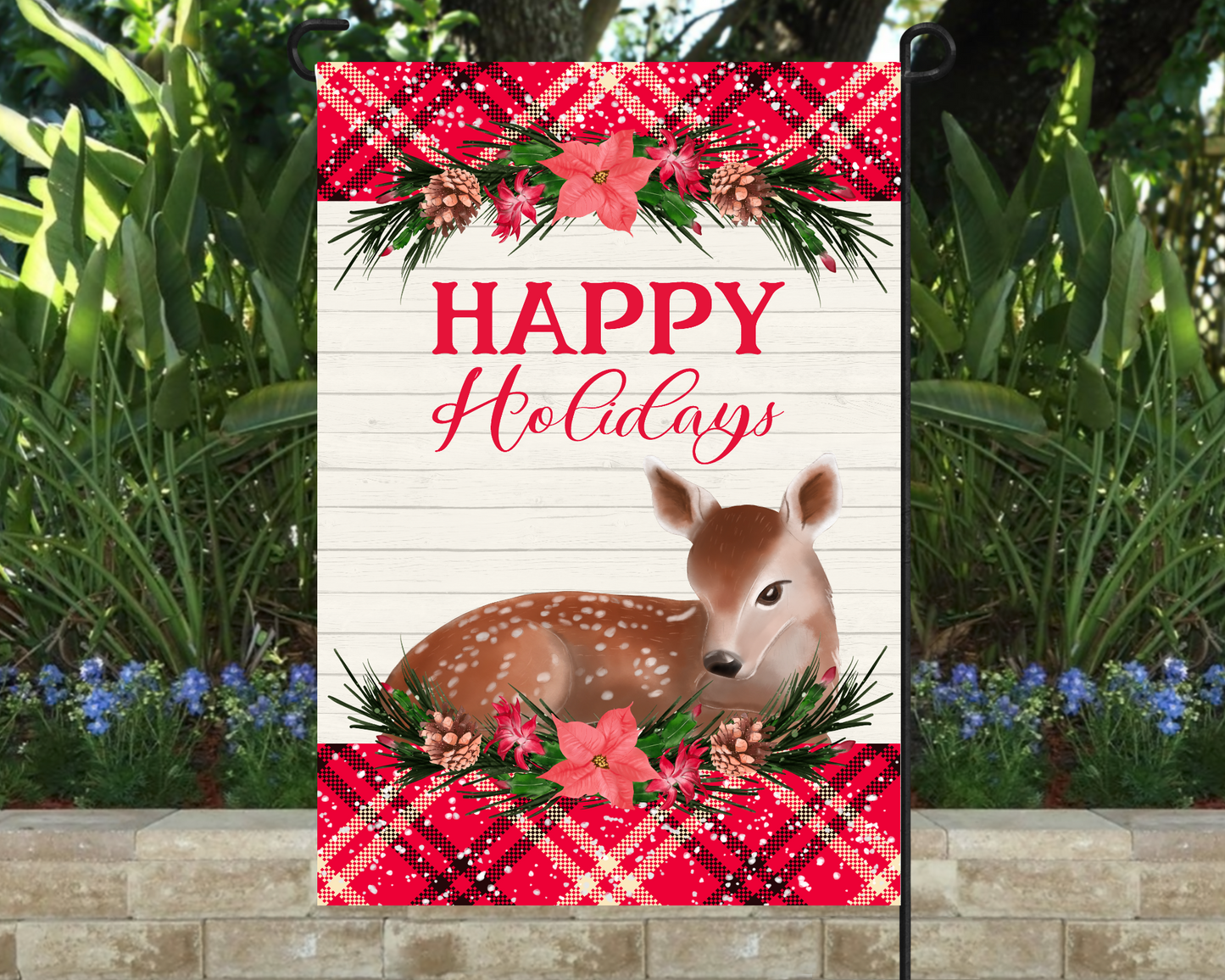 Happy Holiday Garden Flag 12"x18"