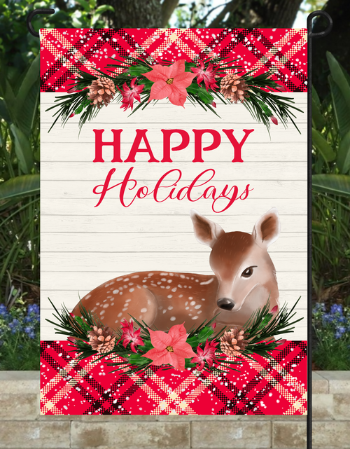 Load image into Gallery viewer, Happy Holiday Garden Flag 12"x18"
