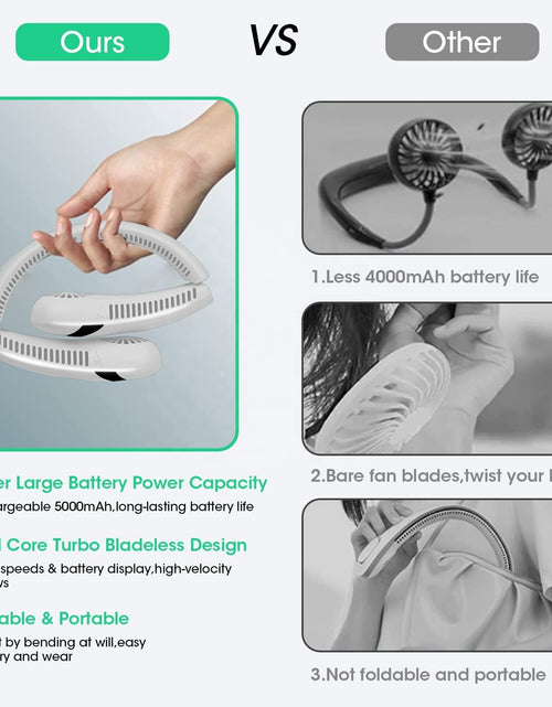 Load image into Gallery viewer, SR Foldable LED Digital Display Outdoor Rechargeable Electric Air Cooling Portable Bladeless Neck Fan with Three Speed
