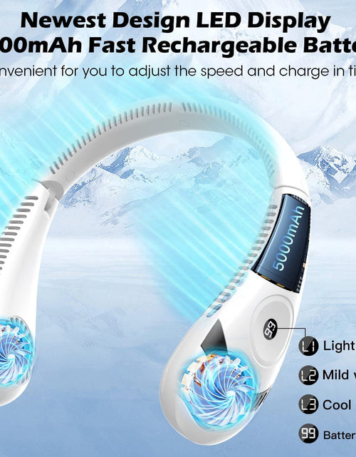 Load image into Gallery viewer, SR Foldable LED Digital Display Outdoor Rechargeable Electric Air Cooling Portable Bladeless Neck Fan with Three Speed
