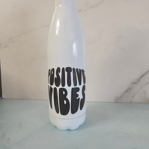 Drinkware-Personalized 17.oz Stainless Steel Insulated Water Bottle, hold hot and cold Liquid..Positive Vibes