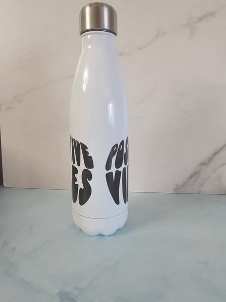 Drinkware-Personalized 17.oz Stainless Steel Insulated Water Bottle, hold hot and cold Liquid..Positive Vibes