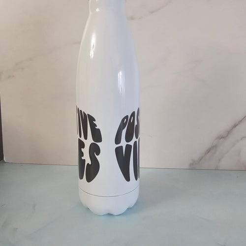 Drinkware-Personalized 17.oz Stainless Steel Insulated Water Bottle, hold hot and cold Liquid..Positive Vibes