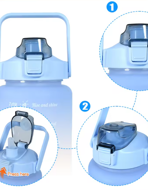 Load image into Gallery viewer, Sports Water Bottles 3 Pcs Set with Motivational Time Marker &amp; Leak Proof Flip Top Lid for School, Fitness Enthusiasts &amp; Indoor Outdoor Activities- Black
