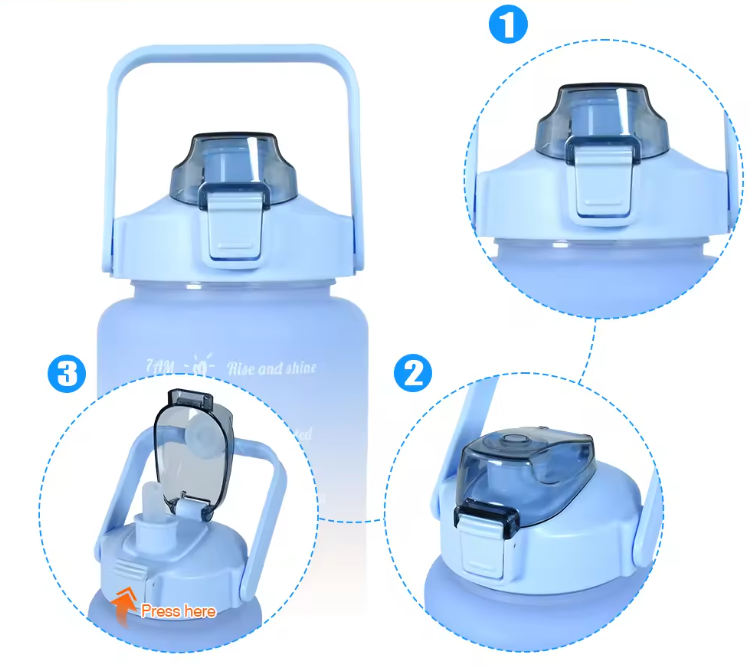 Sports Water Bottles 3 Pcs Set with Motivational Time Marker & Leak Proof Flip Top Lid for School, Fitness Enthusiasts & Indoor Outdoor Activities- Orange