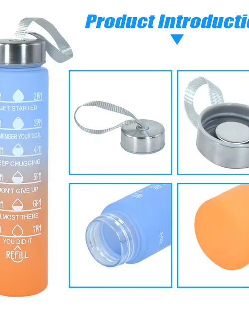 Load image into Gallery viewer, Sports Water Bottles 3 Pcs Set with Motivational Time Marker &amp; Leak Proof Flip Top Lid for School, Fitness Enthusiasts &amp; Indoor Outdoor Activities- Orange
